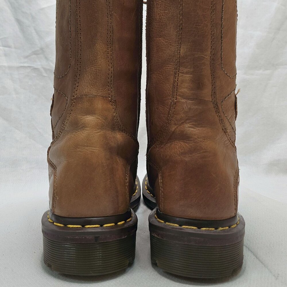 Doc Dr Martens 14 Hole Tan Tall Leather Boots Air Wair 11472 Women's 8 Men's 7i - Picture 6 of 13